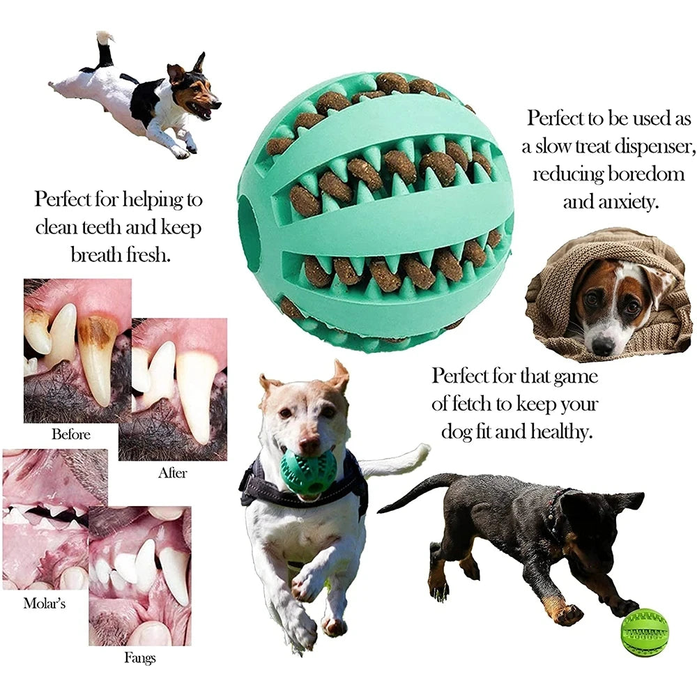 Rubber Snack Chew Ball for Dogs — Dental Cleaning Toy, 5/6/7cm
