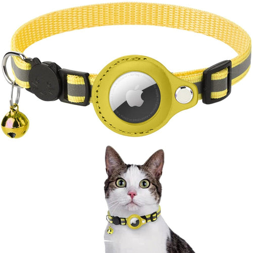 Reflective AirTag Collar for Cats & Dogs — Built-In AirTag Case, Adjustable 22–32cm