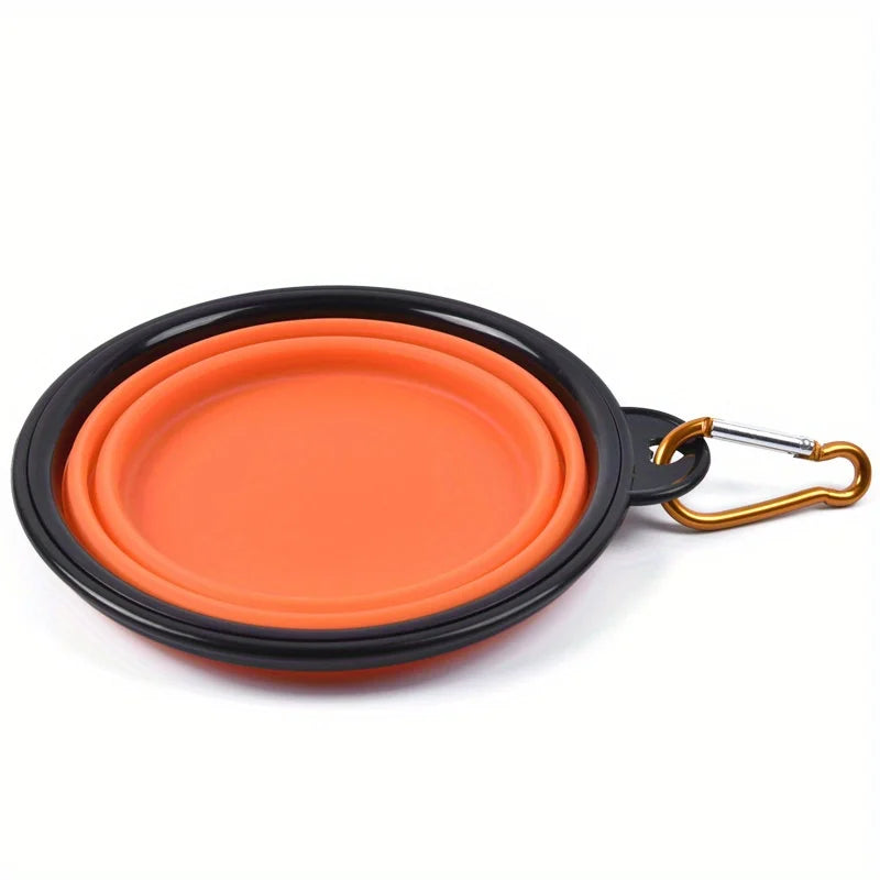 Folding Silicone Dog Bowl with Spill-Guard Lip — Portable Travel Pet Bowl