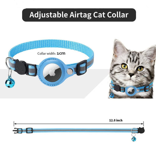 Reflective AirTag Collar for Cats & Dogs — Built-In AirTag Case, Adjustable 22–32cm