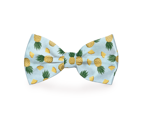 Pineapple Dog Bow Tie — Tropical Print, Elastic Loop Collar Attachment