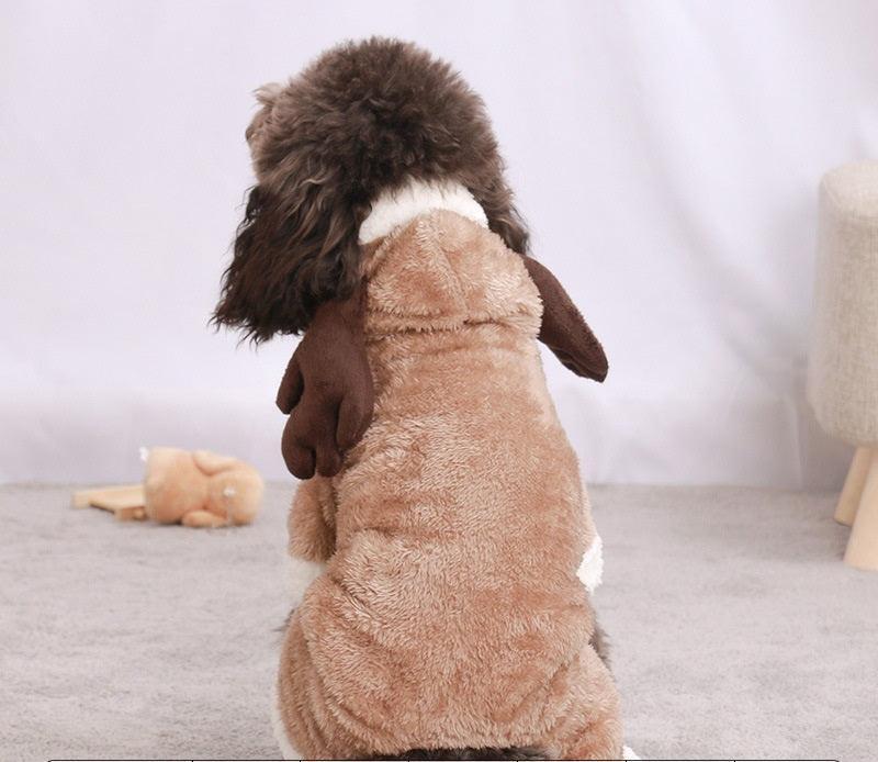 Cozy Coral Fleece Dog Costume — Cartoon Style Autumn & Winter Pet Outfit