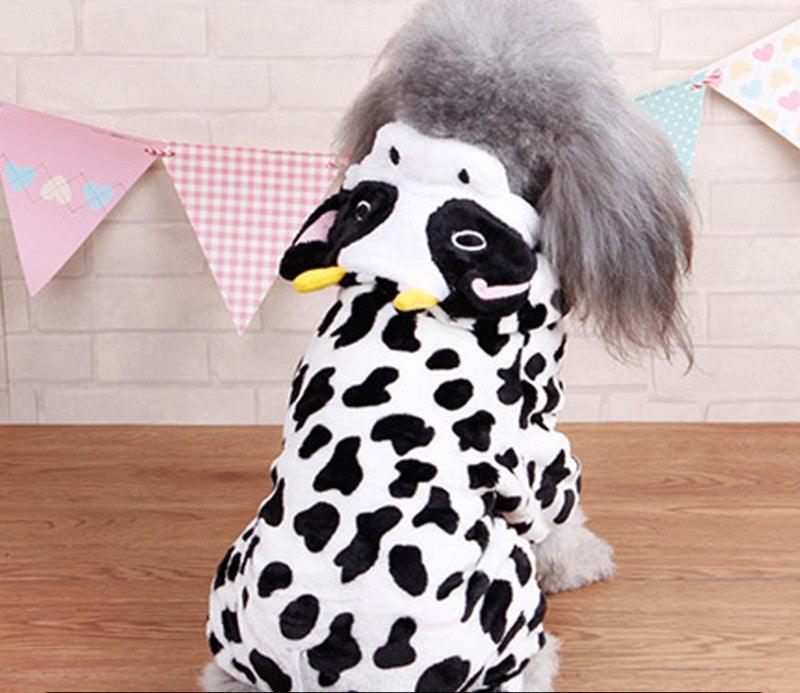 Cozy Coral Fleece Dog Costume — Cartoon Style Autumn & Winter Pet Outfit