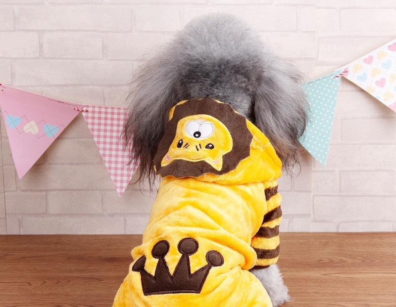 Cozy Coral Fleece Dog Costume — Cartoon Style Autumn & Winter Pet Outfit