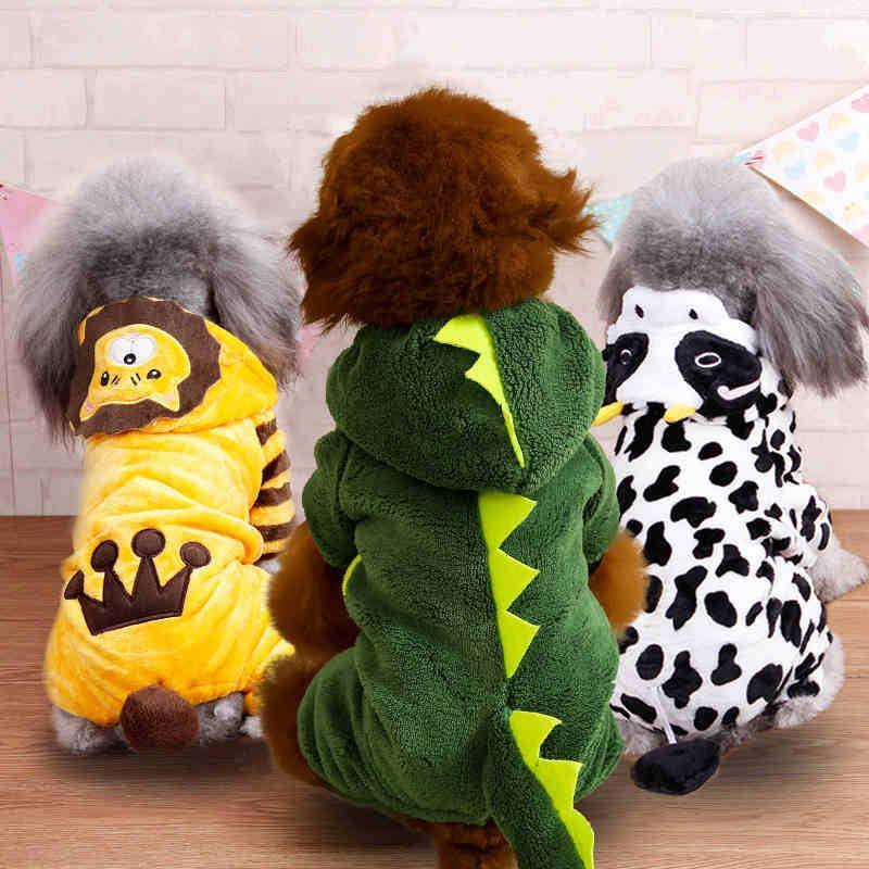 Cozy Coral Fleece Dog Costume — Cartoon Style Autumn & Winter Pet Outfit