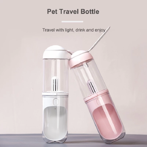 Outdoor Pet Water Bottle with Drinking Trough — 330mL Travel Dispenser for Dogs & Cats