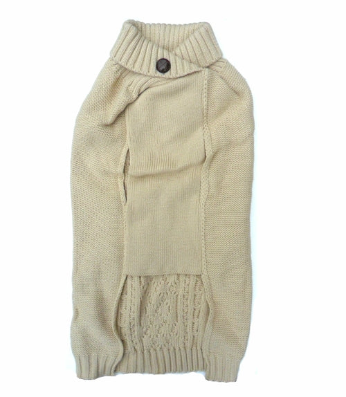 Cable Knit Dog Sweater — Classic Turtleneck Jumper in Blue, Berry, Beige, Black & Gray