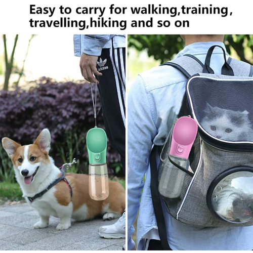 Outdoor Pet Water Bottle & Feeder — Portable Travel Dispenser for Dogs & Cats