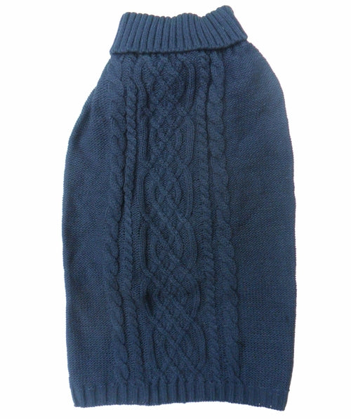 Cable Knit Dog Sweater — Classic Turtleneck Jumper in Blue, Berry, Beige, Black & Gray