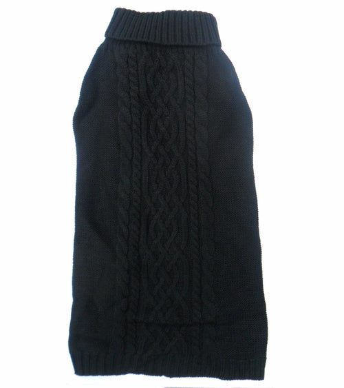 Cable Knit Dog Sweater — Classic Turtleneck Jumper in Blue, Berry, Beige, Black & Gray