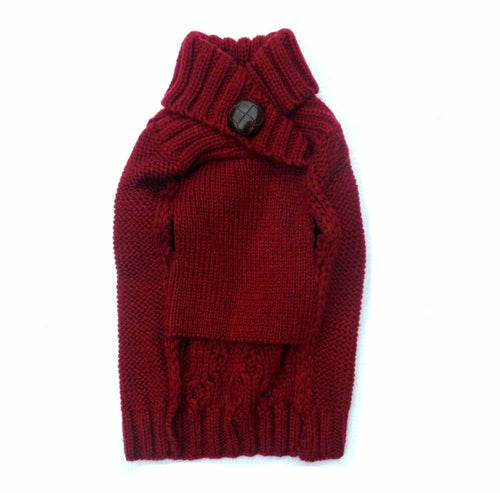 Cable Knit Dog Sweater — Classic Turtleneck Jumper in Blue, Berry, Beige, Black & Gray