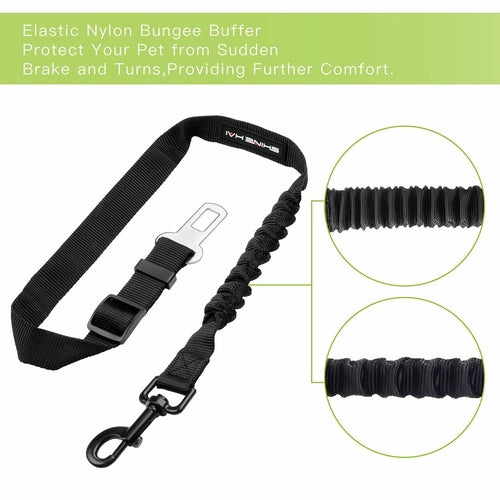 Dog Car Seatbelt Safety Tether 2-Pack — Adjustable Nylon Restraint for All Vehicles