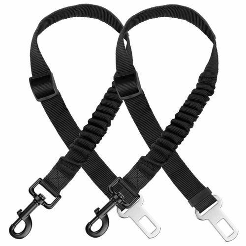 Dog Car Seatbelt Safety Tether 2-Pack — Adjustable Nylon Restraint for All Vehicles