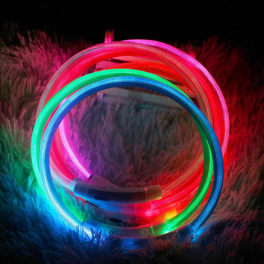 USB Rechargeable LED Pet Collar — 3 Flashing Modes, Glow-in-the-Dark