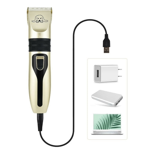 Professional Pet Hair Clipper Set — USB Rechargeable Electric Dog Grooming Trimmer