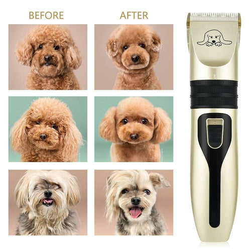 Professional Pet Hair Clipper Set — USB Rechargeable Electric Dog Grooming Trimmer
