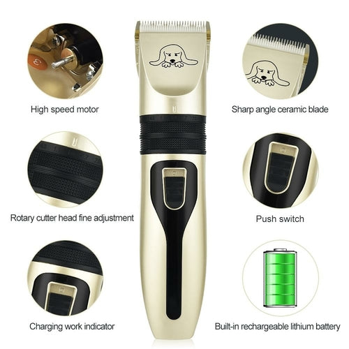 Professional Pet Hair Clipper Set — USB Rechargeable Electric Dog Grooming Trimmer