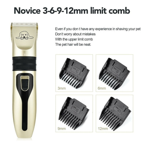 Professional Pet Hair Clipper Set — USB Rechargeable Electric Dog Grooming Trimmer